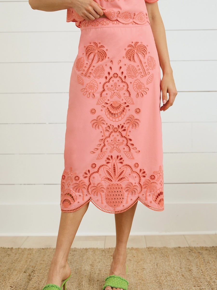 Short Sleeve Embroidered Top Set