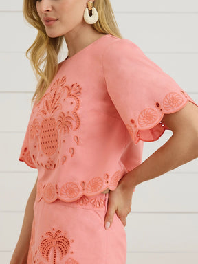 Short Sleeve Embroidered Top Set