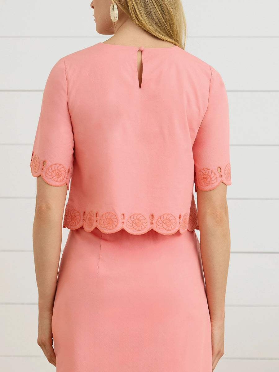 Short Sleeve Embroidered Top Set