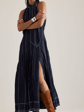 Sleeveless A-Line Denim Dress