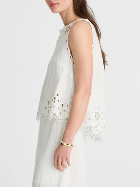 Embroidered Eyelet High-Low Tank Set
