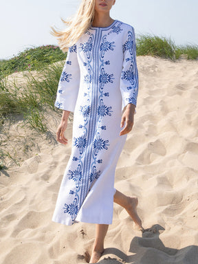 Embroidered Linen Kaftan