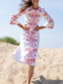 Embroidered Linen Kaftan