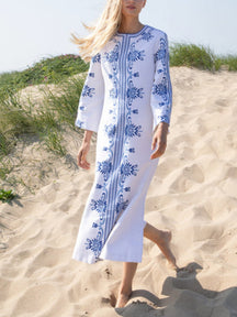 Embroidered Linen Kaftan