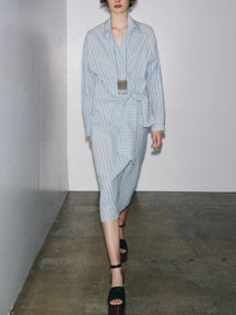 STRIPED WRAP DRESS