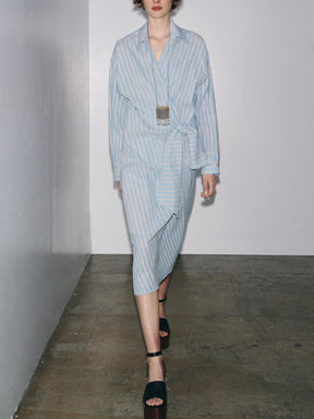 STRIPED WRAP DRESS