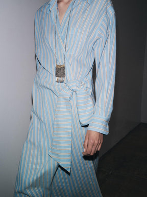 STRIPED WRAP DRESS