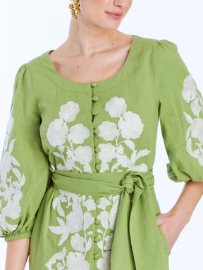 Balloon Sleeves Embroidery Dress