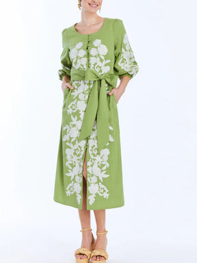 Balloon Sleeves Embroidery Dress