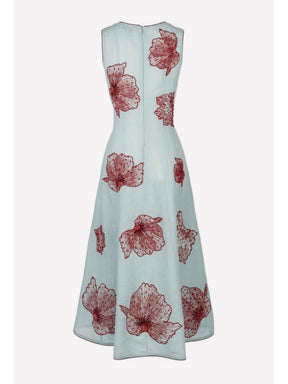 Embroidery Long Dress in Sky Blue
