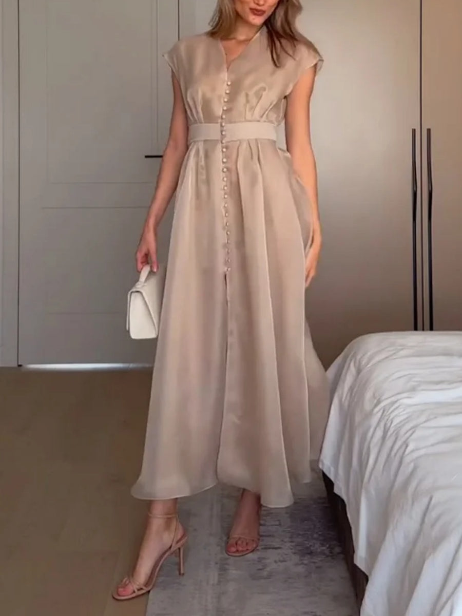 Elegant V-neck Slit Dress