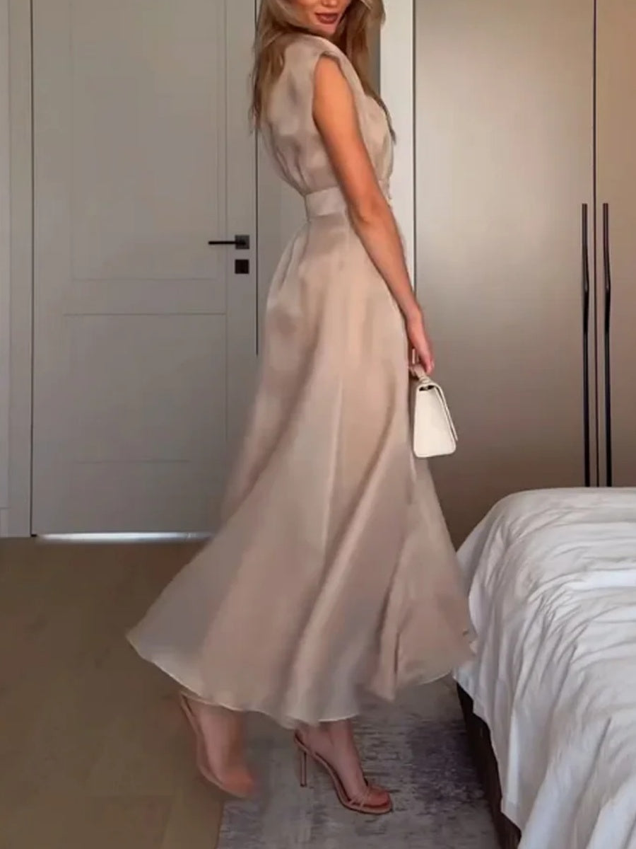 Elegant V-neck Slit Dress