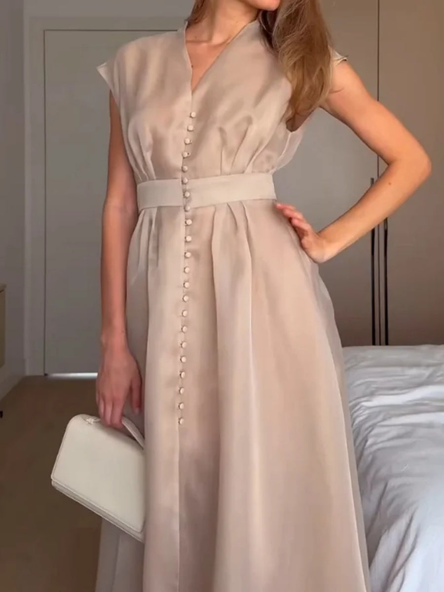 Elegant V-neck Slit Dress