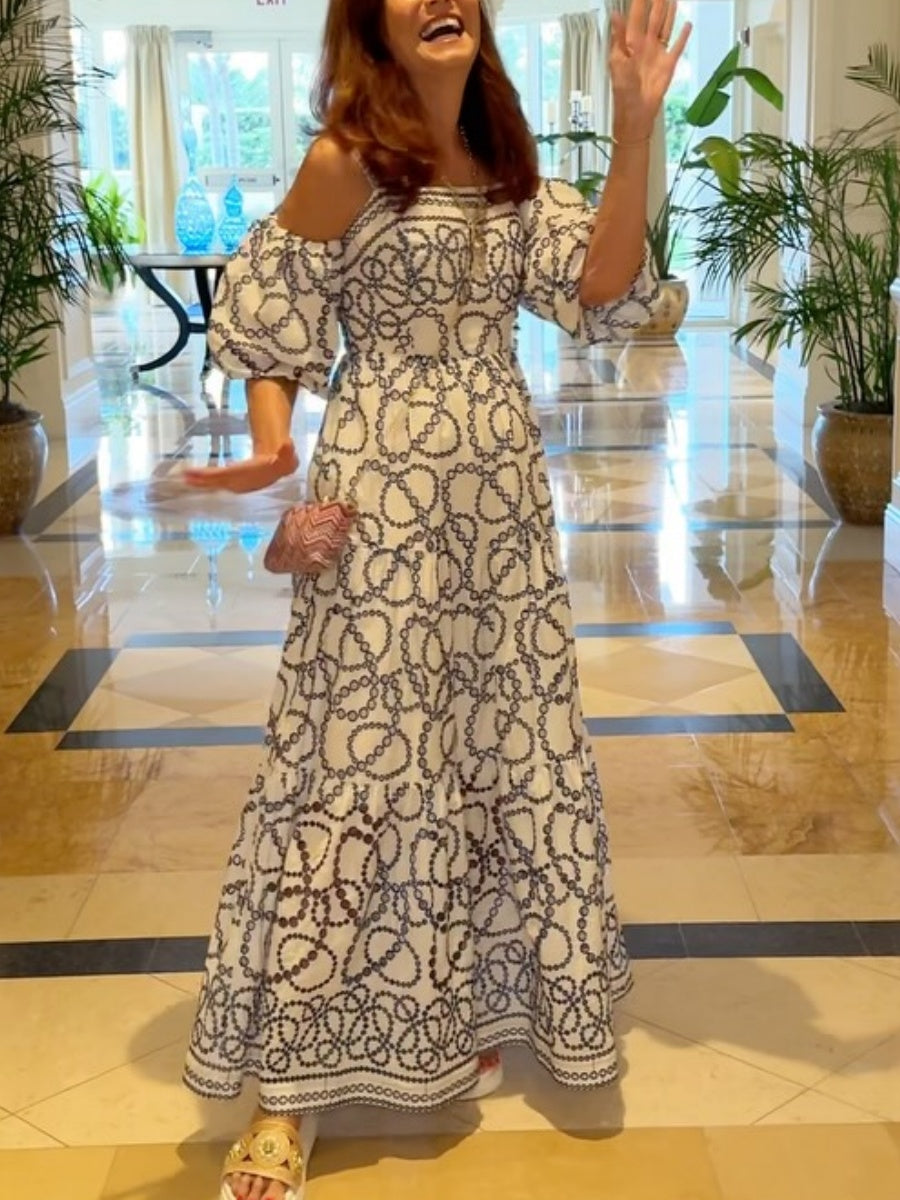 Puff-Sleeve Eyelet Dress