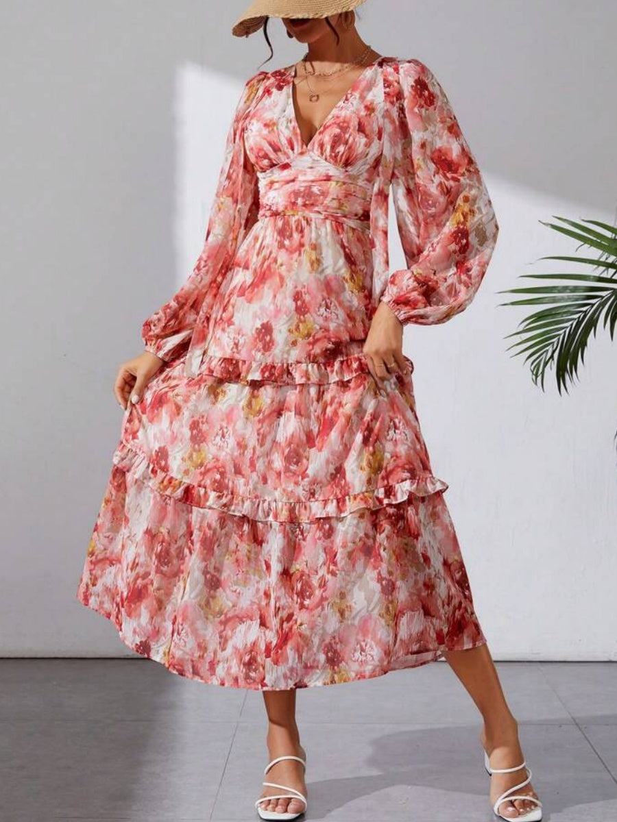 V Neck Chiffon Dress