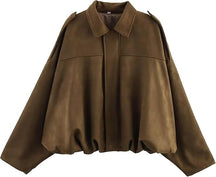 Oversized Faux Suede Bomber Jackets