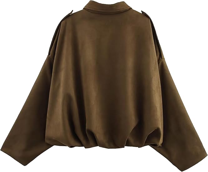 Oversized Faux Suede Bomber Jackets