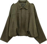 Oversized Faux Suede Bomber Jackets