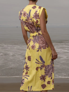 Linen V Neck Dress