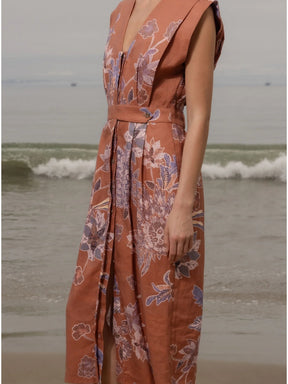 Linen V Neck Dress