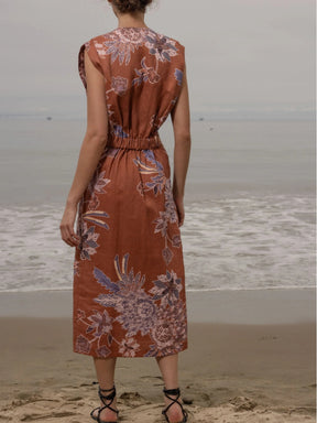 Linen V Neck Dress