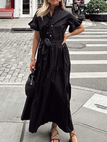 Ruffle Placket Dress