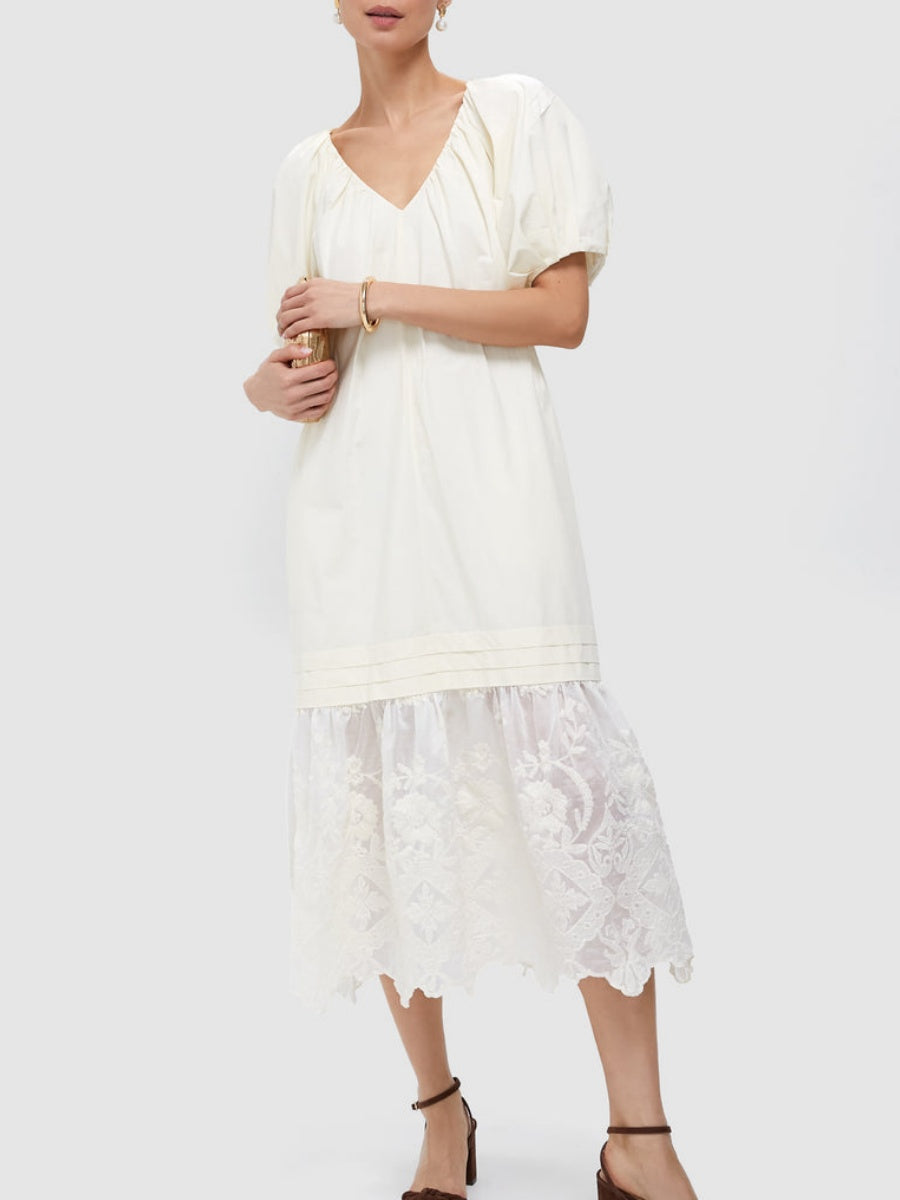 Cream Cotton Lace Dress