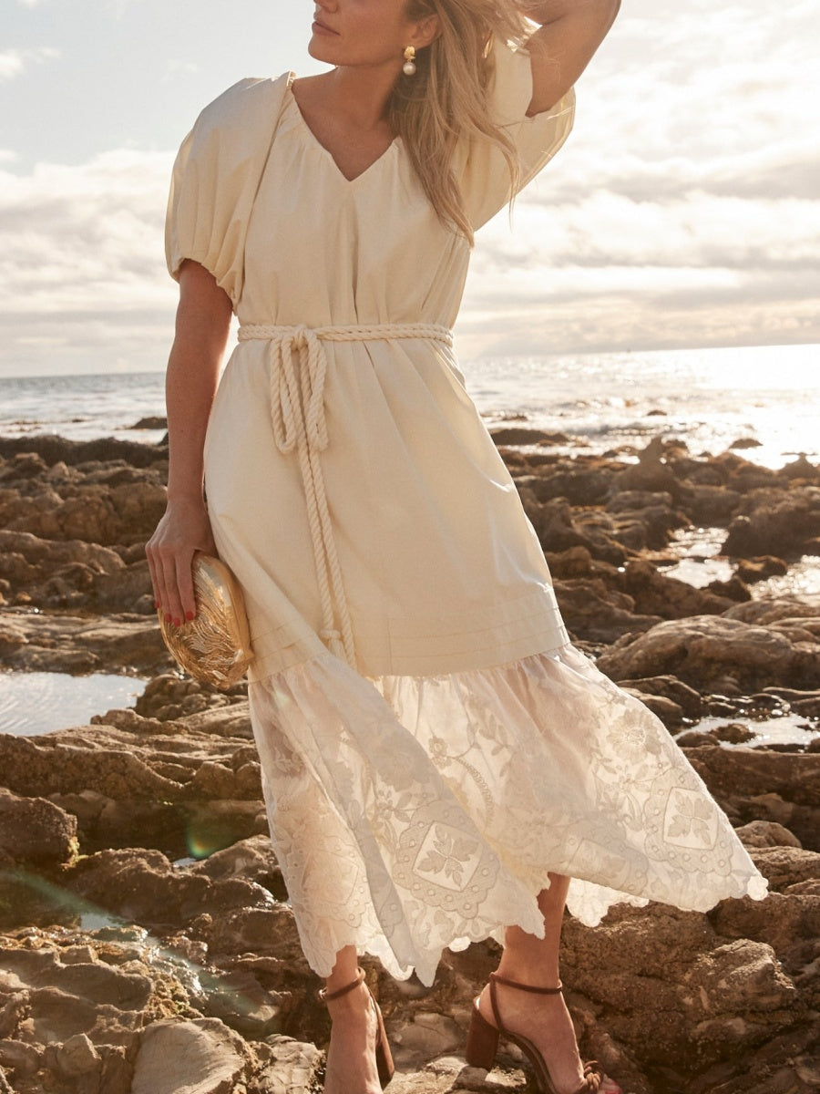 Cream Cotton Lace Dress