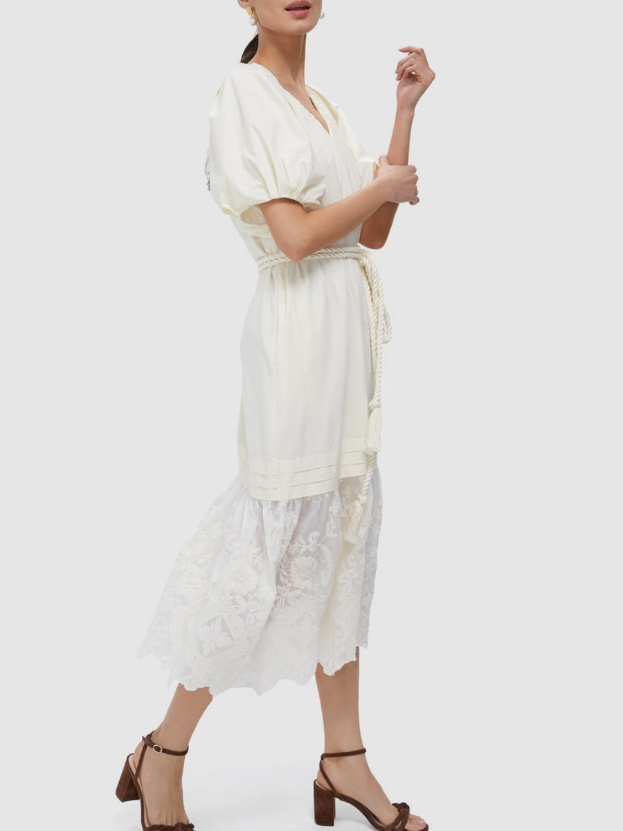 Cream Cotton Lace Dress