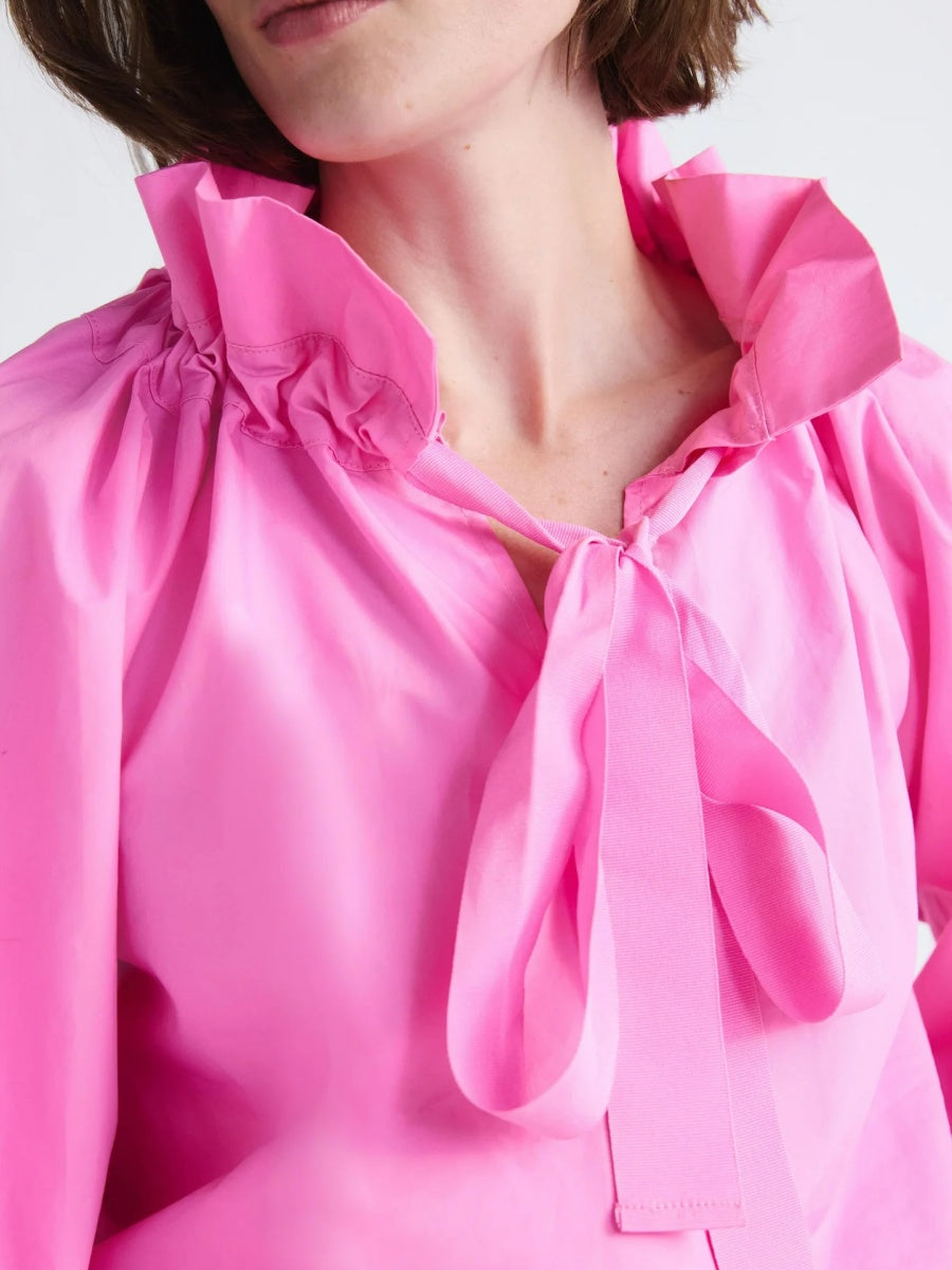 Ruffle Neck Cotton Top