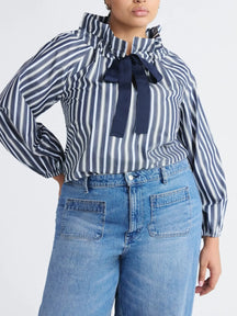 Ruffle Neck Cotton Top
