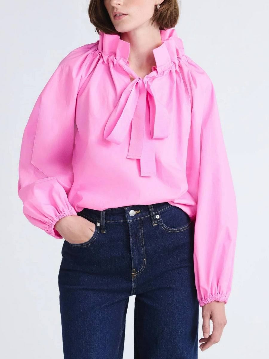 Ruffle Neck Cotton Top