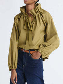 Ruffle Neck Cotton Top