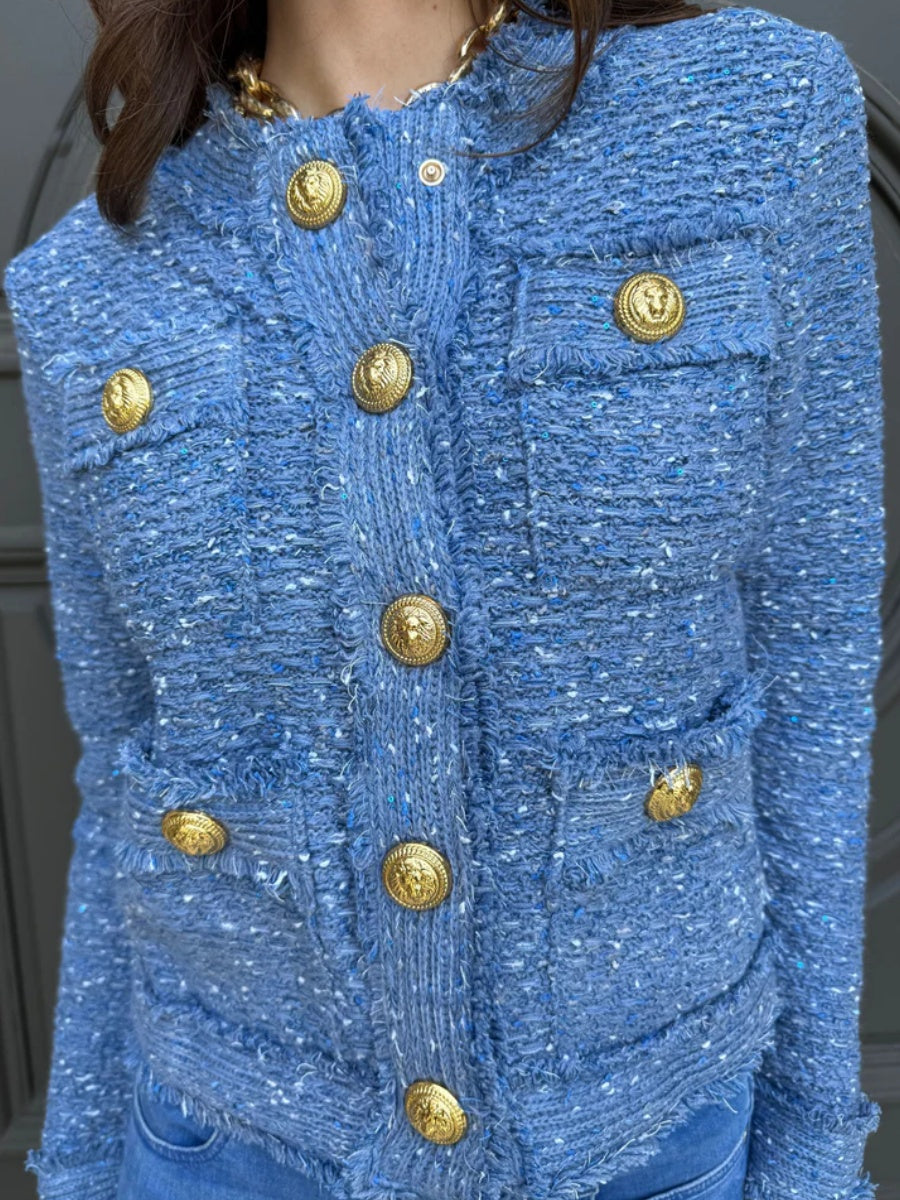 Tweed Jacket with Gold Buttons