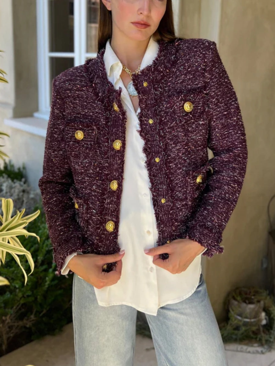 Tweed Jacket with Gold Buttons