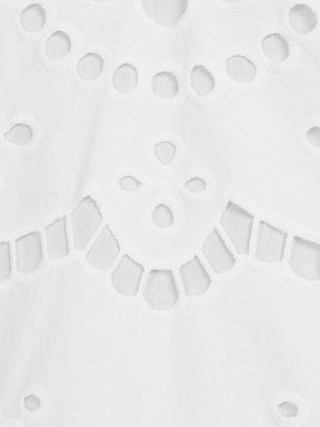 Eyelet Point Collar Split V-Neck Dress
