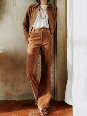 High-Waisted Suede Pants