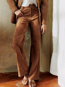 High-Waisted Suede Pants