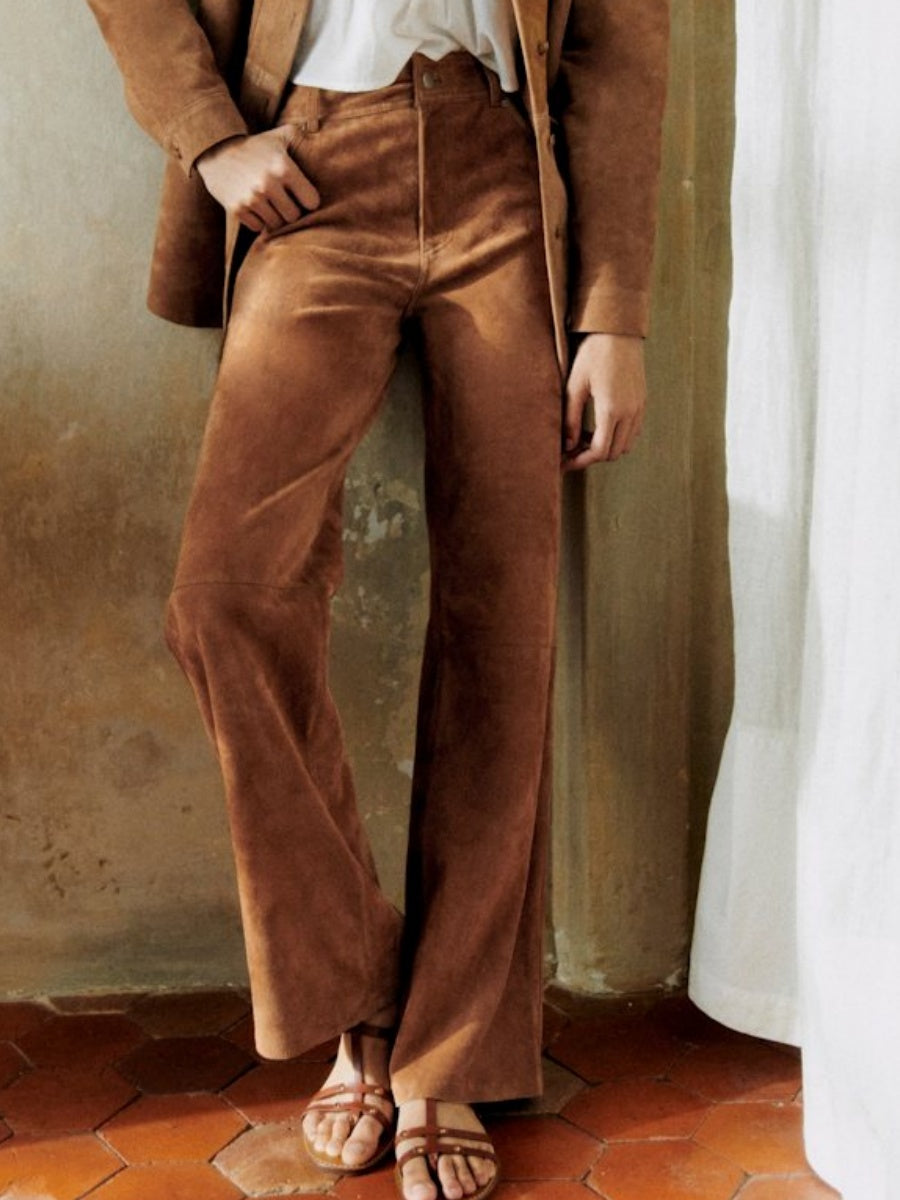 High-Waisted Suede Pants