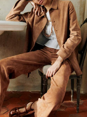 High-Waisted Suede Pants