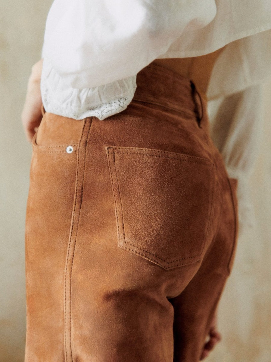 High-Waisted Suede Pants