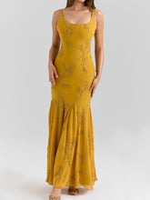 Gold Embellished Hand Beaded Maxi Dress