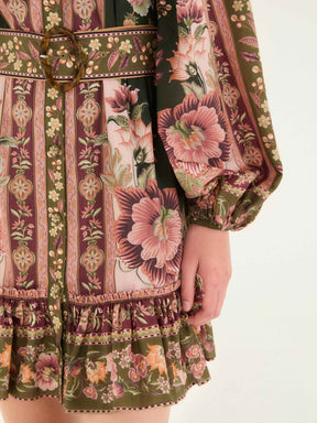 Green Flowering Garden Tree Mini Dress