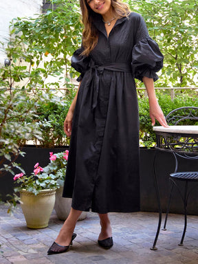 Side Pockets Cotton Dress