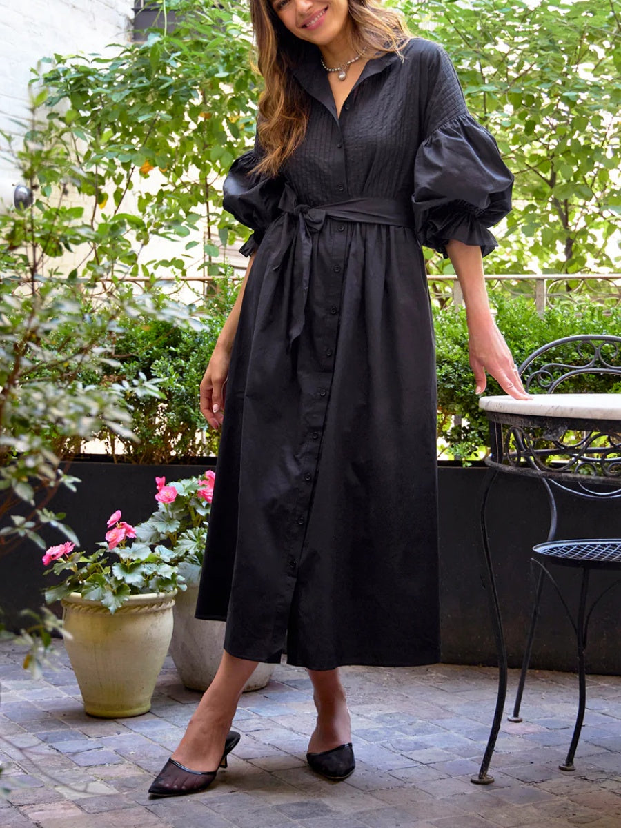 Side Pockets Cotton Dress