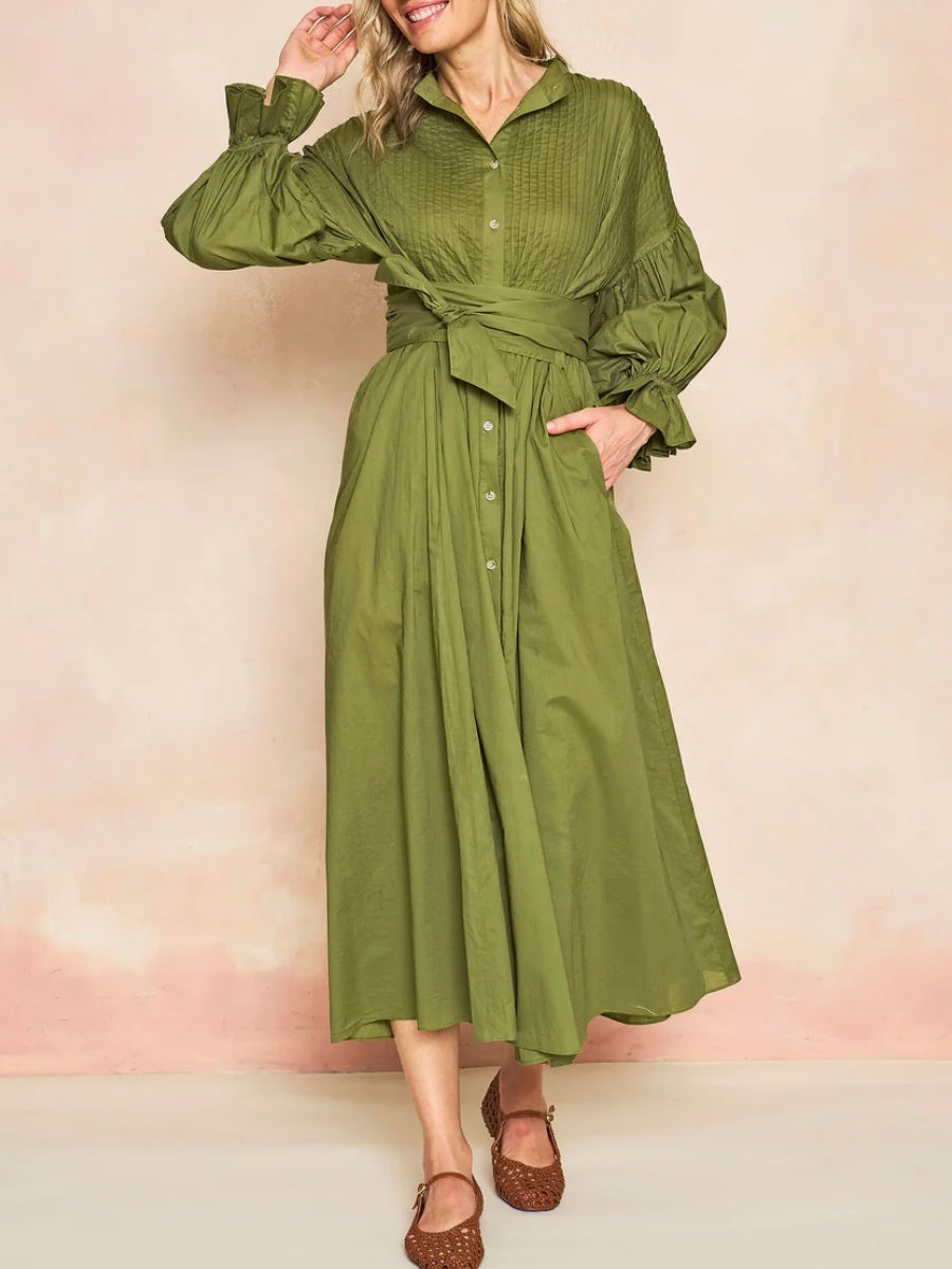 Side Pockets Cotton Dress