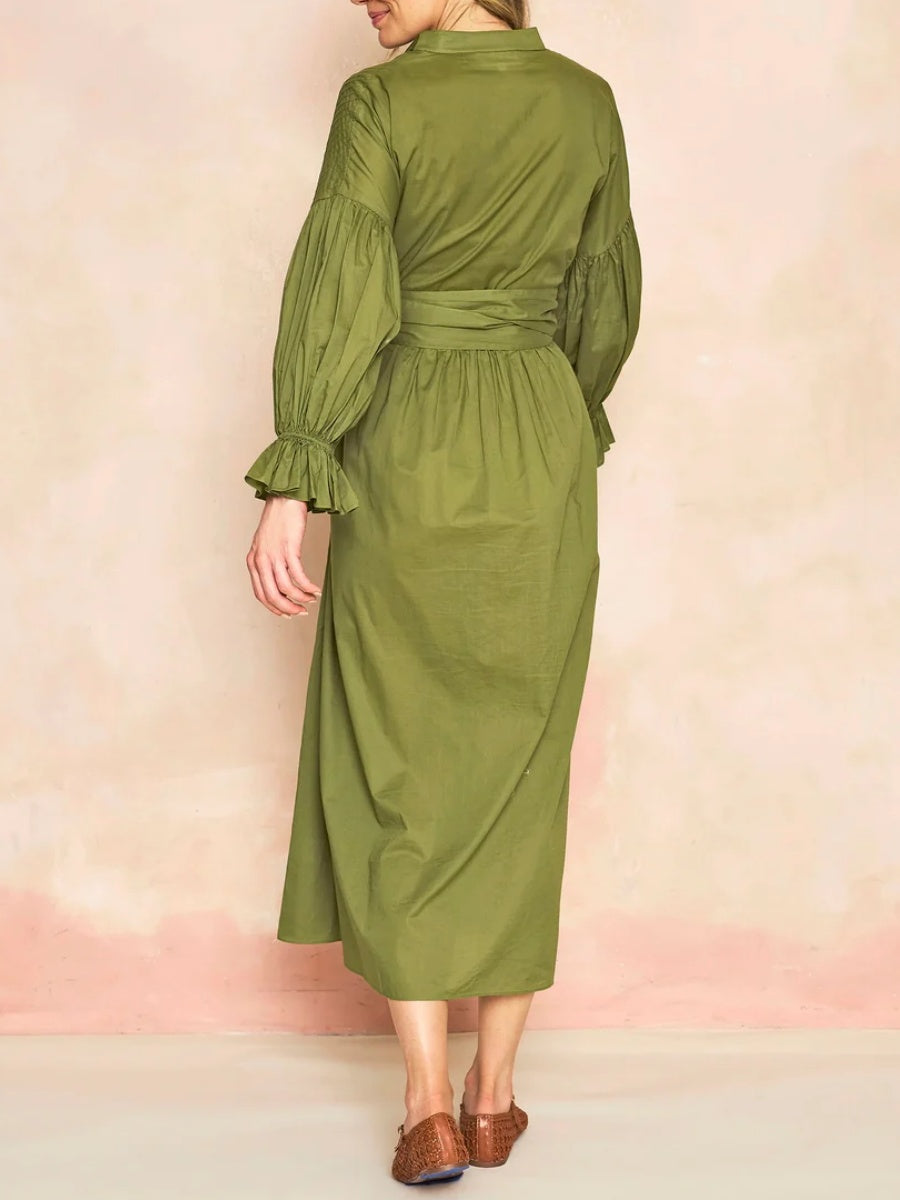 Side Pockets Cotton Dress