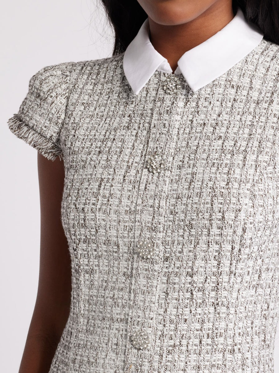 Tweed Button Up Minidress