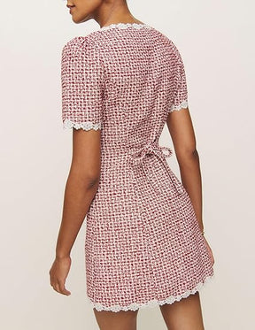 Square Neck Tweed Mini Dress
