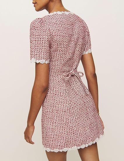 Square Neck Tweed Mini Dress